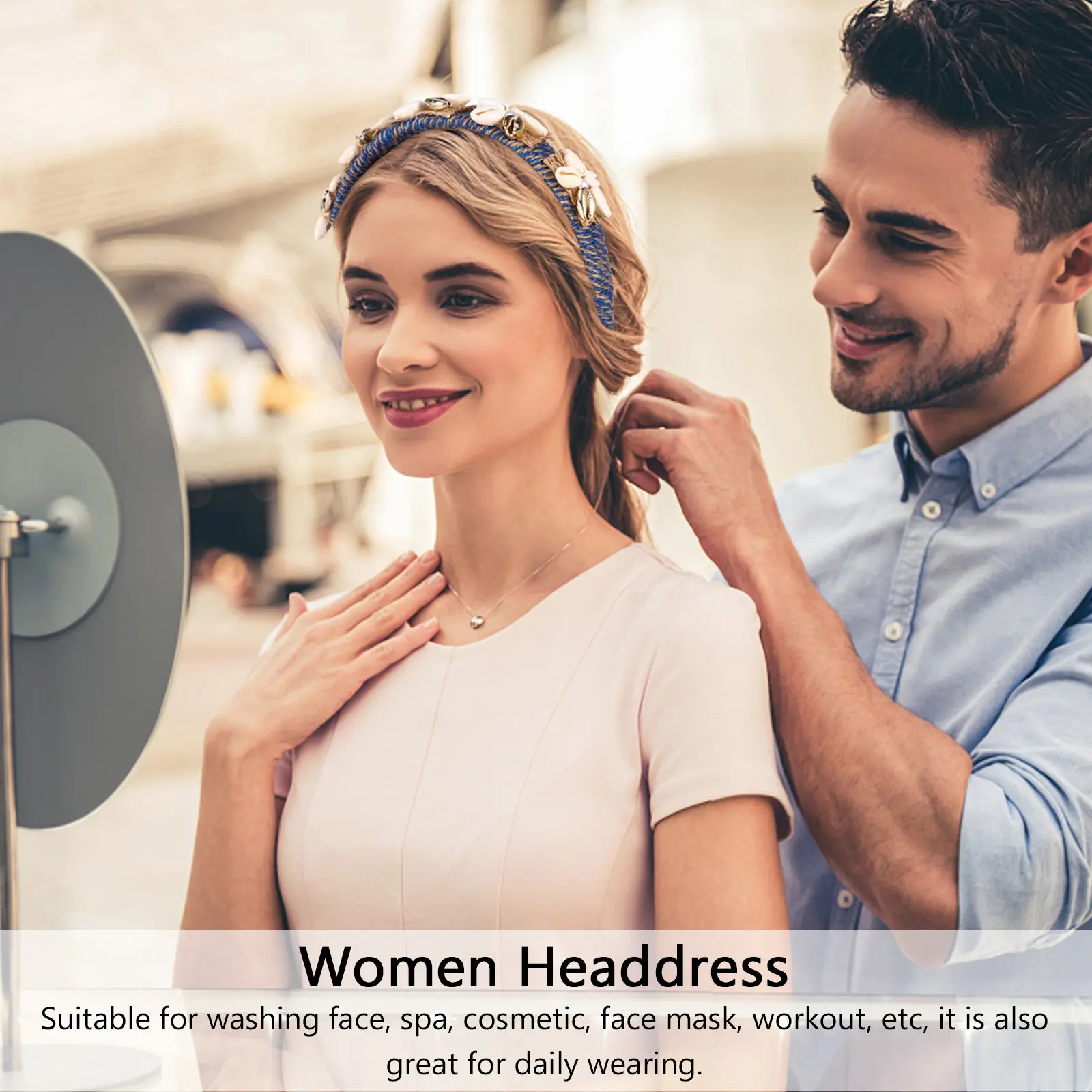 

1 шт. повязка на голову с ракушками для женщин, изысканная работа, свадебный ободок для волос, головной убор для вечеринок, спа-процедур, ежедневного использования