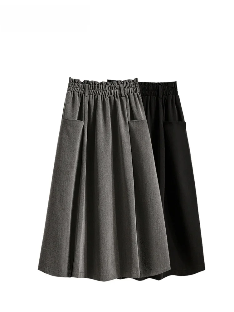 

Модная облегающая юбка А-силуэта с высокой талией и эластичным поясом, миди-юбка для женщин больших размеров, весенний сезон, корейский стиль, повседневная одежда