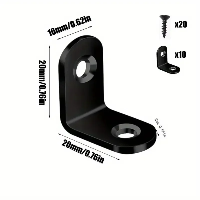 36pcs/Box Black L-shaped right Angle Support Accessories with screws Heavy duty connection Angle connector Wardrobe fixed image 2