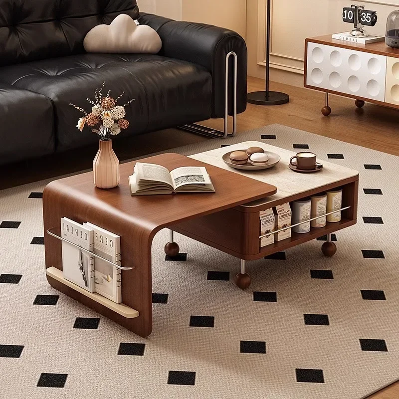 DSA antique retractable coffee table small apartment multi-functional square table rock slab coffee table creative sofa edge
