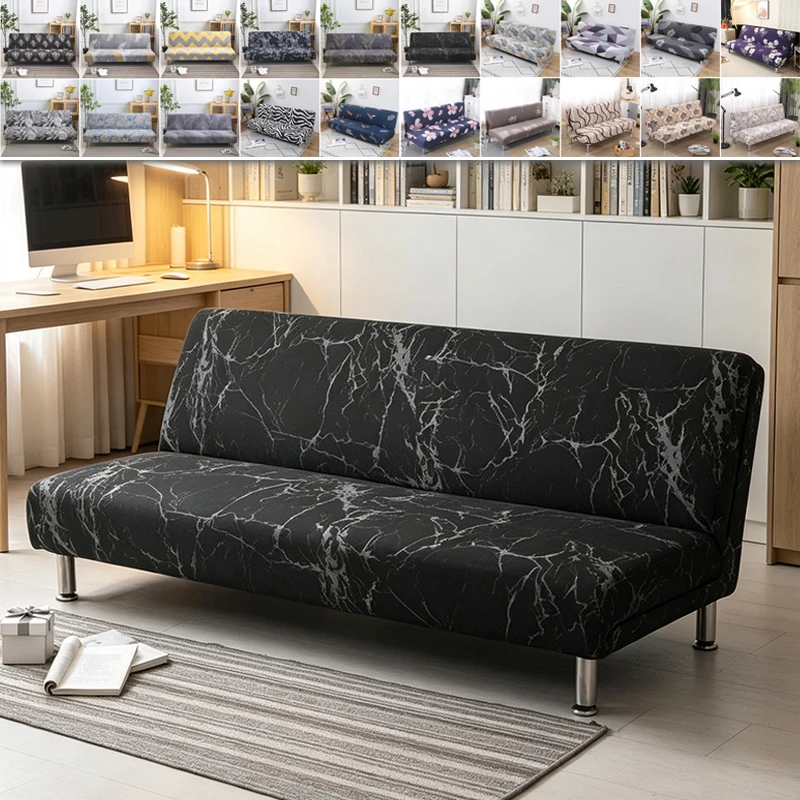 Printed Futon Slipcover Dustproof Washable High Stretch Elastic Sofa Bed Cover Furniture Protector for Living Room Apartment
