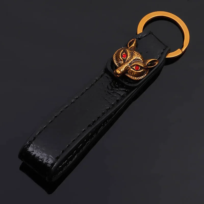 Luxury Leather Keychain Vintage Metal Bee Car Waist Key Chains Lovely Black Red Cowhide Keyholder Fashion Auto Keyring Wholesale