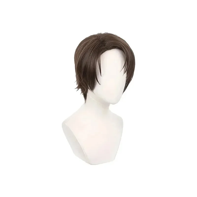 أنيمي الأزرق قفل Yukimiya Kenyu تأثيري الباروكات براون قصيرة مقاومة للحرارة الاصطناعية الشعر الدعائم