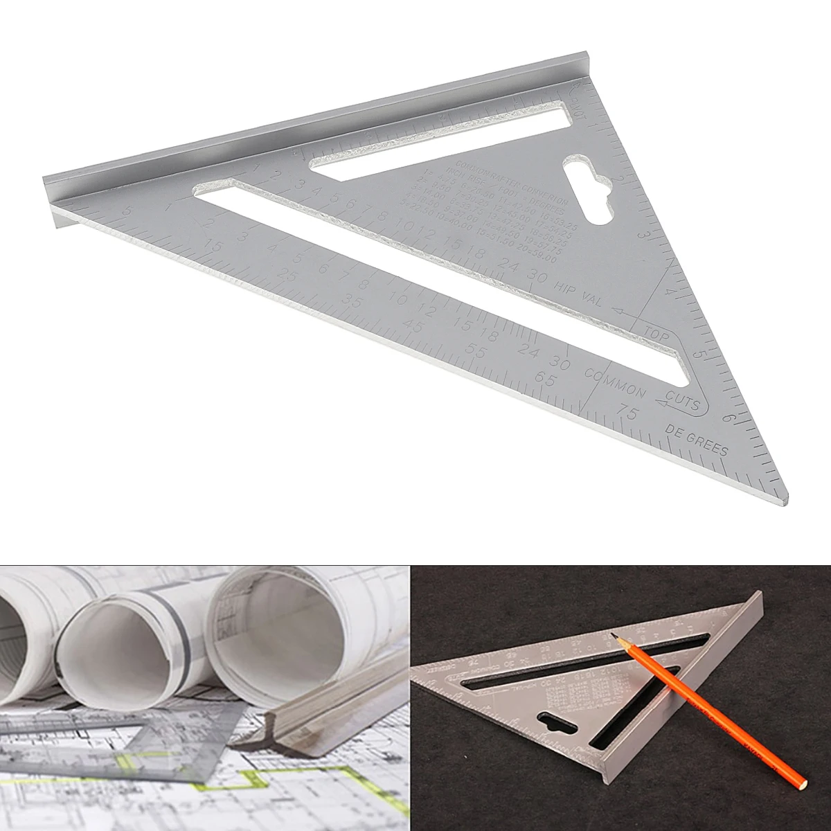 Angle Rulers 7 Inch Aluminium Alloy Triangle Angle Protractor with 0.1 Accuracy and 1 Scale Value for Industrial Measurement