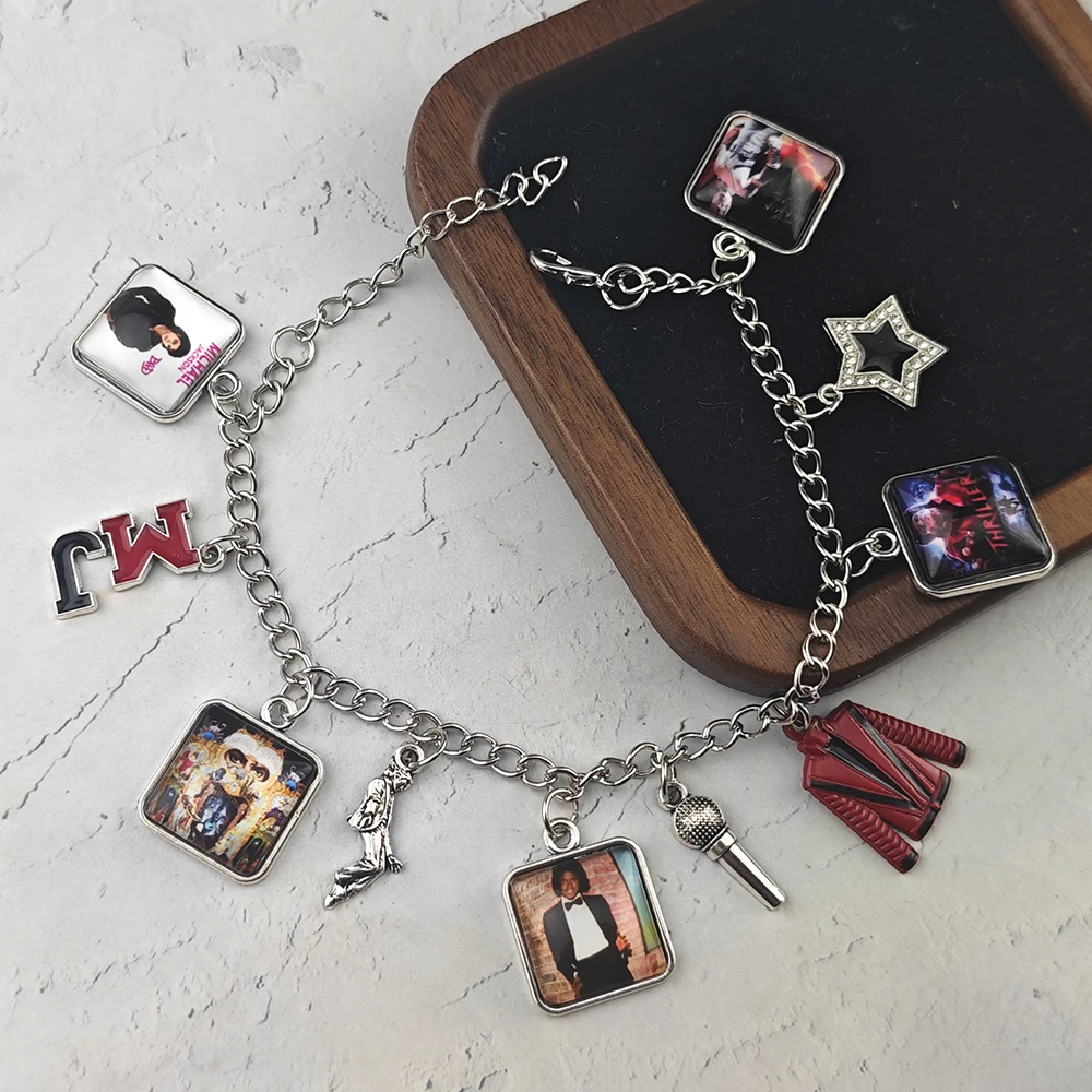 Michael Jackson Figures Bracelet Rock Roll Everlasting Classic MJ Chain Bracelet Fashion Accessories Decorations Men Women Gift