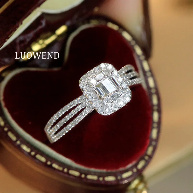 

Кольца LUOWEND из 100% белого золота 18 карат, роскошный дизайн, коктейльное кольцо с настоящим натуральным бриллиантом 0,50 карата для женщин, ювелирные изделия для вечеринок