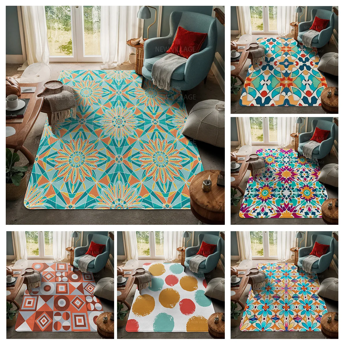 House entrance carpet Home door mat Living Room Bath Foot decoration non-slip rugs Modern geometric pattern nordic simple boho