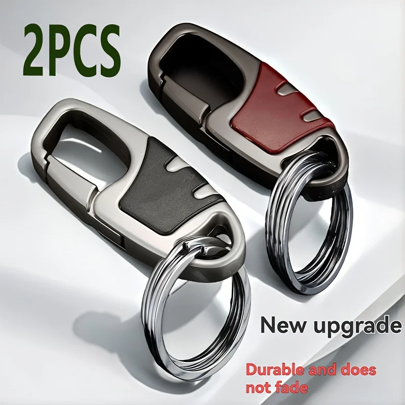 2pcs Luxury Keychains | BUSINESS STYLE, Stainless Steel Dual Loop Rings for Car Keys, Durable and Fade-Resistant