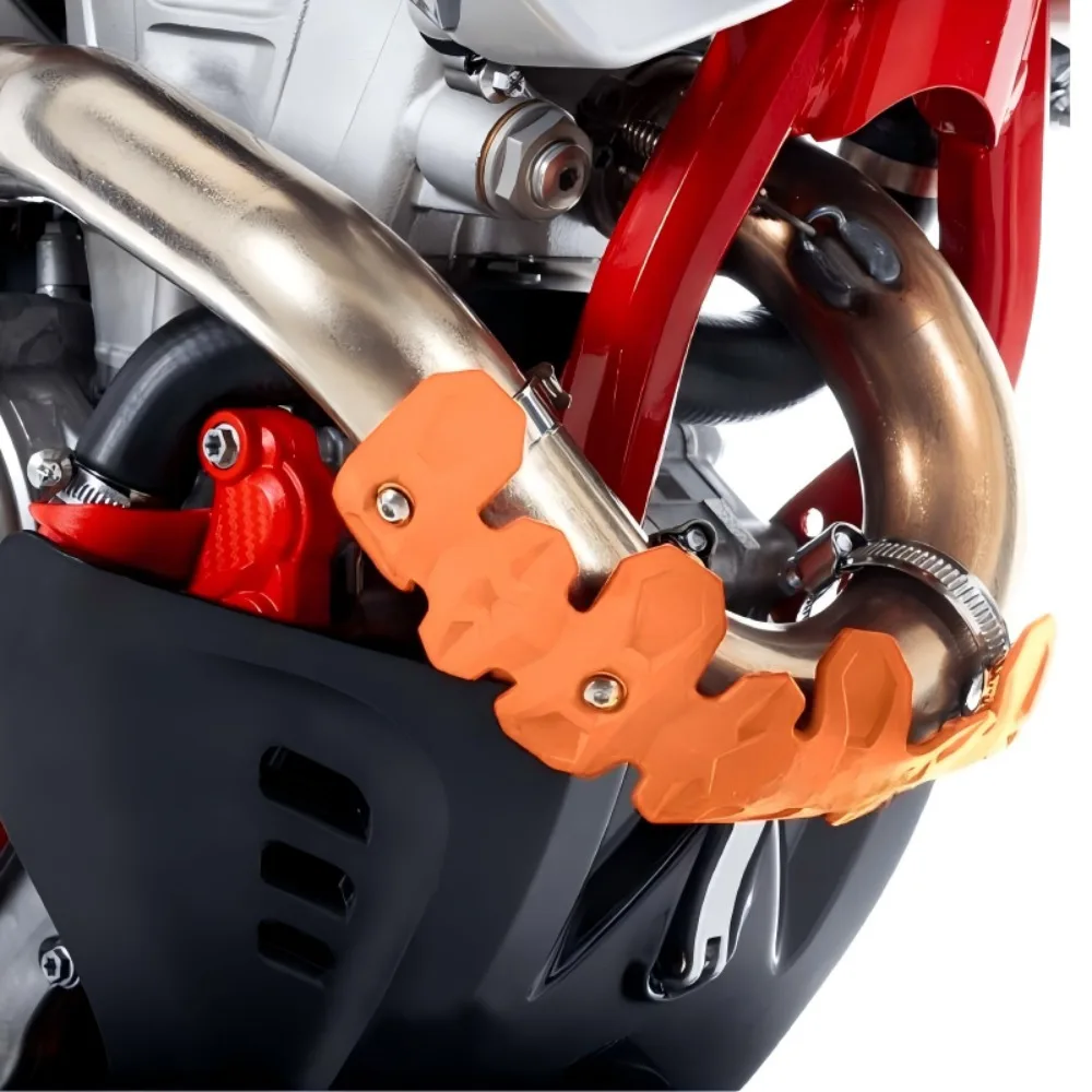 Motorcycle Pipe Silicone Heat Shield – Anti-Scald Black/Orange Cover, High Temp Resistant, Universal Off-Road Accessory