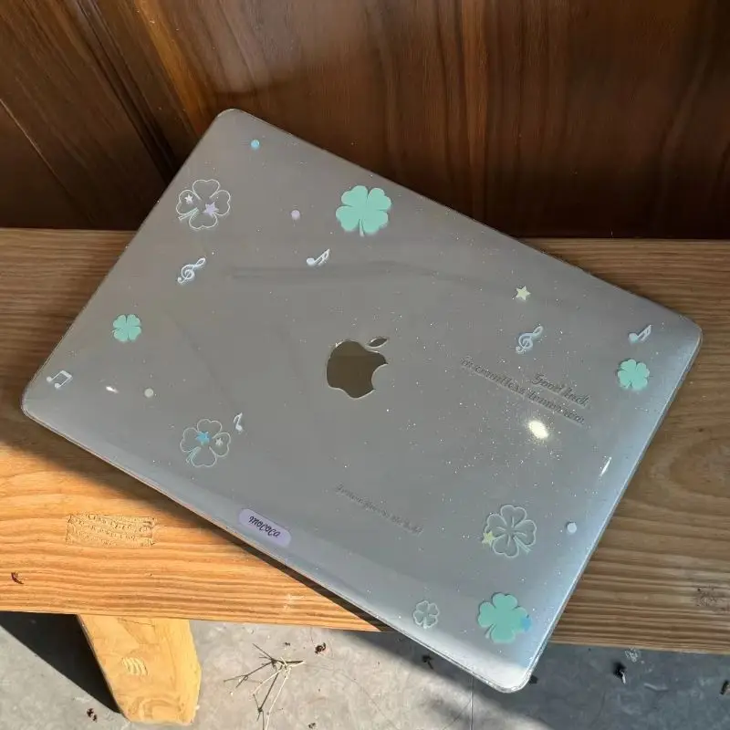 Ins Lucky Clover Glitter Laptop Case For Macbook Neo 13 A3404 2026 New Air Pro 13 14 15 16 M1 M2 M3 M4 M5 Chip For MacBook Cover