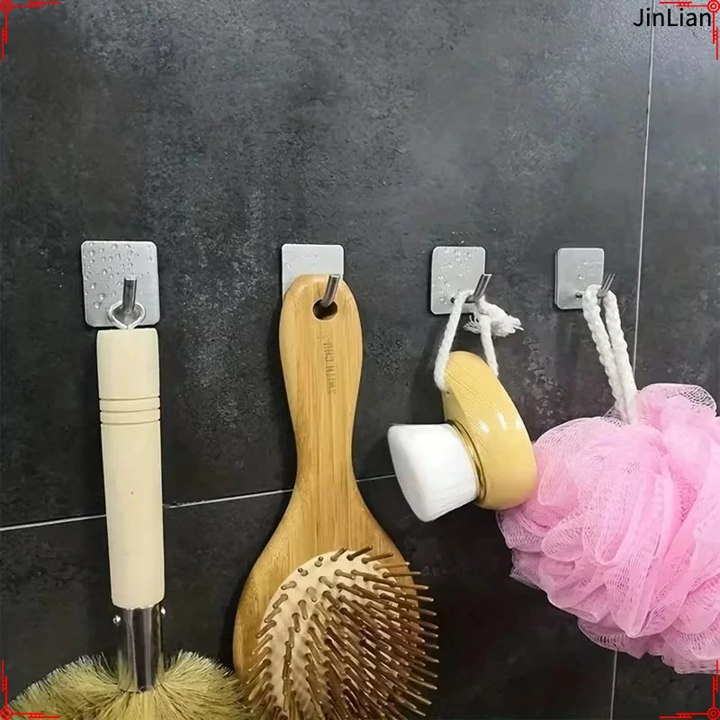 `Heavy‑Duty Rustproof Stainless‑Steel Over‑Door Adhesive Hooks, 3M Sticky Wall Hook for Hanging Towel, Robe & Coat Bathroom Kitc