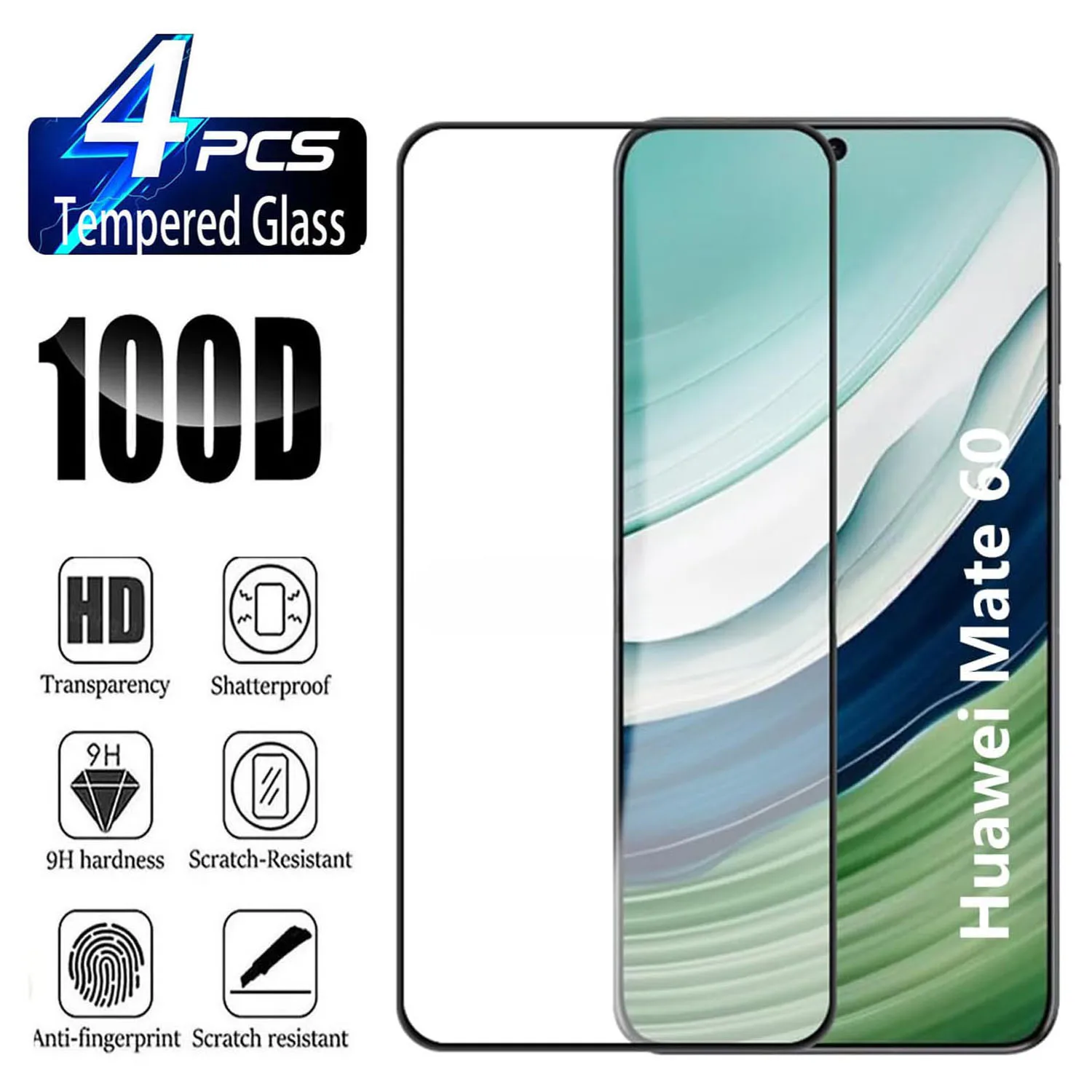 

2/4Pcs 9H Tempered Glass For Huawei Mate 60/60 Pro 3D Screen Protector