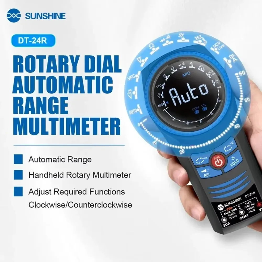 أفوميتر ديجيتال SUNSHINE DT-24R (أوتو رينج) – تحديد تلقائي لنوع الجهد (AC/DC) والقياسات 1