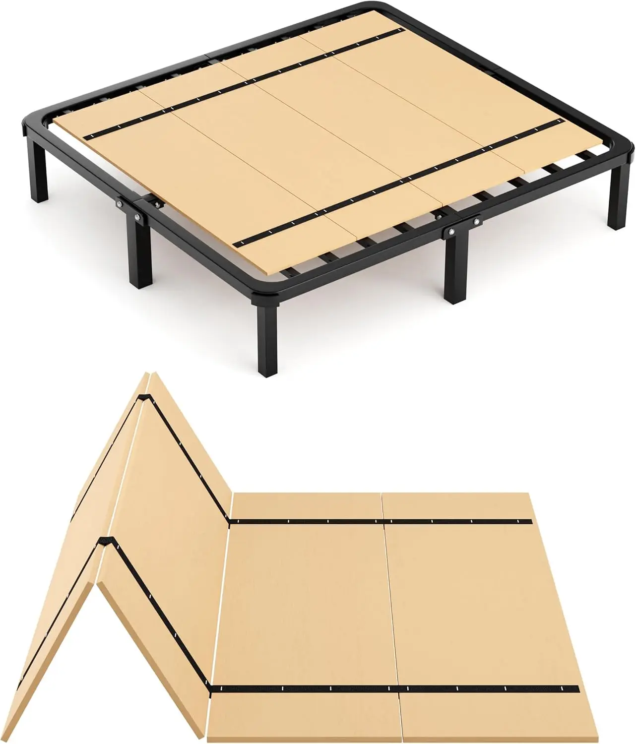 

Foldable Box Spring, Bunkie Board, Bed Support Slats,Queen 80""X57""