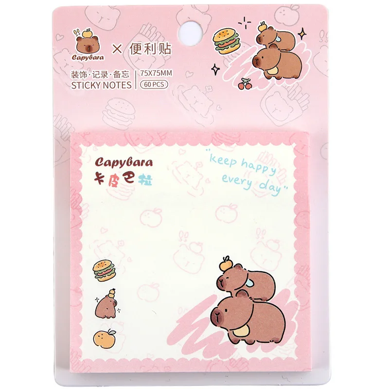 4 pcs/lot Happy Capybara Memo Pad N Times Sticky Notes To Do List Planner Sticker Cute Stationery Deco Art Supplies Gift