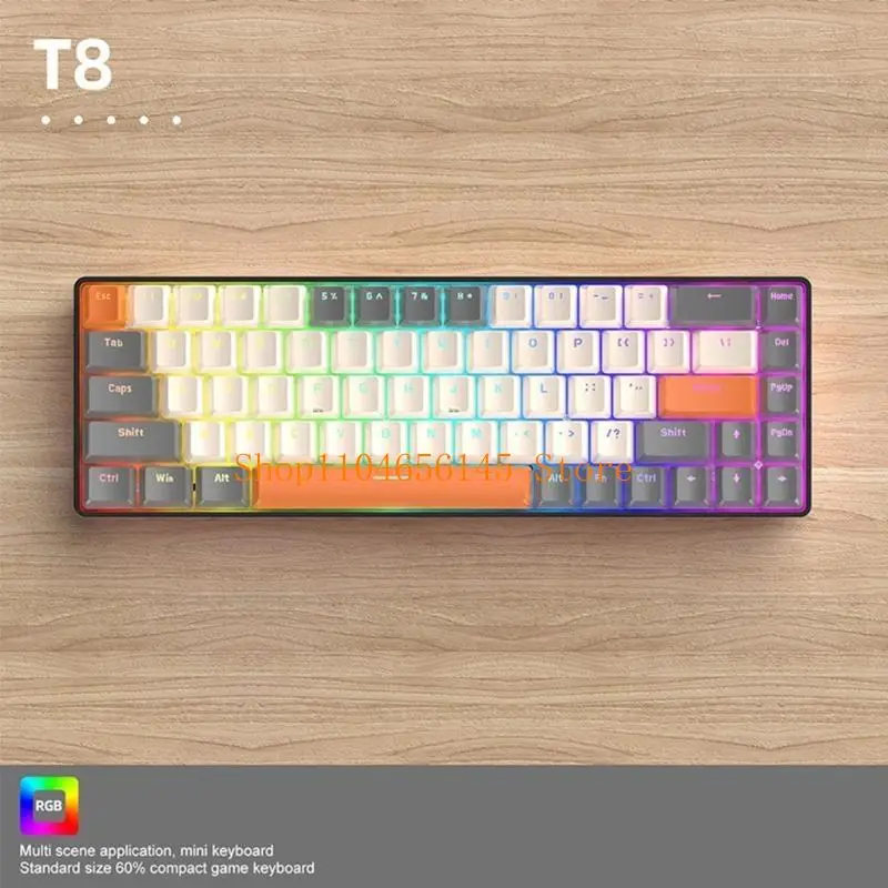 5ASD T8 Teclado mecânico 980 Larda pegada 68 teclado azul-chave eixo azul-swappable KeyBoards computador duas
