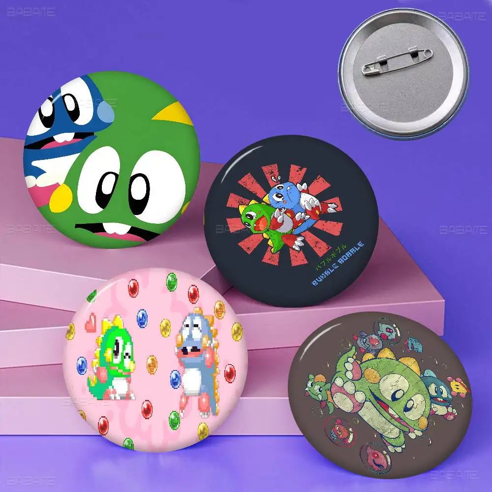 Game Bubbles B-Bobble Round Button Pins Slogan Creative Brooches Backpack Clothes Decoration Fashion Cartoon Jewelry Gifts