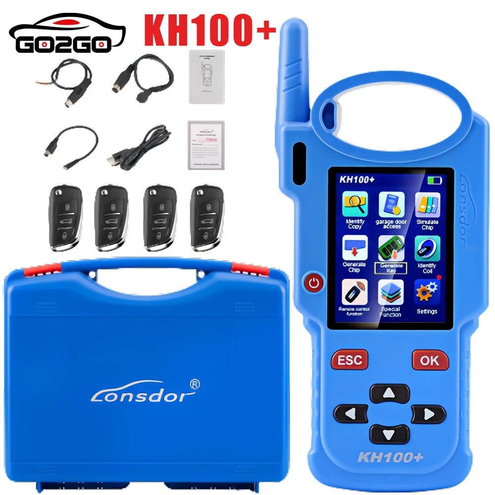 Blue Lonsdor KH100+ Remote Maker Key Programmer Update Online Supports Indian TATA Mahindra Maruti