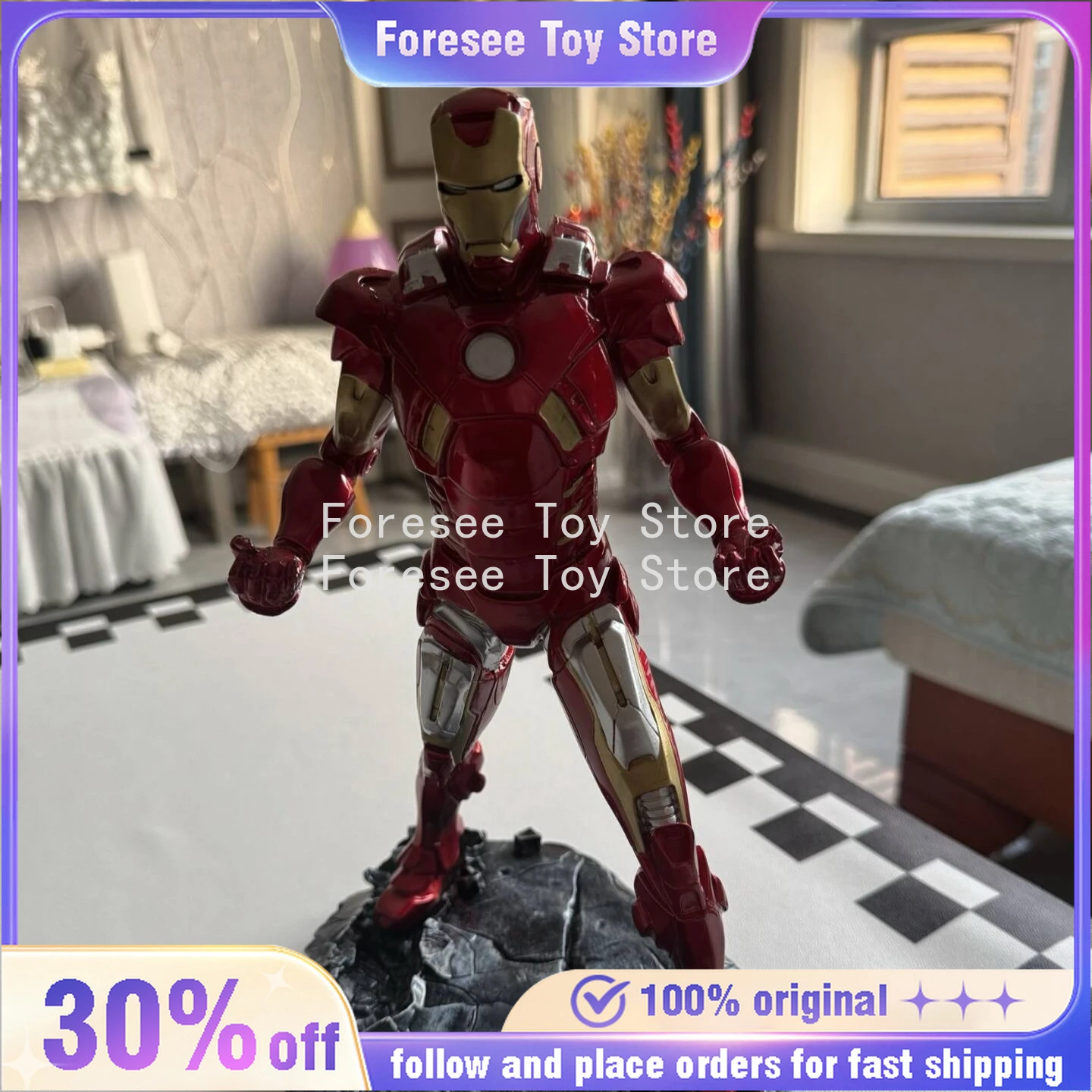 

New 32cm Mark7 Figure Marvel Comics Anime Figures Light-up Collection Model Desktop Ornament Decorations Best Gifts for Children