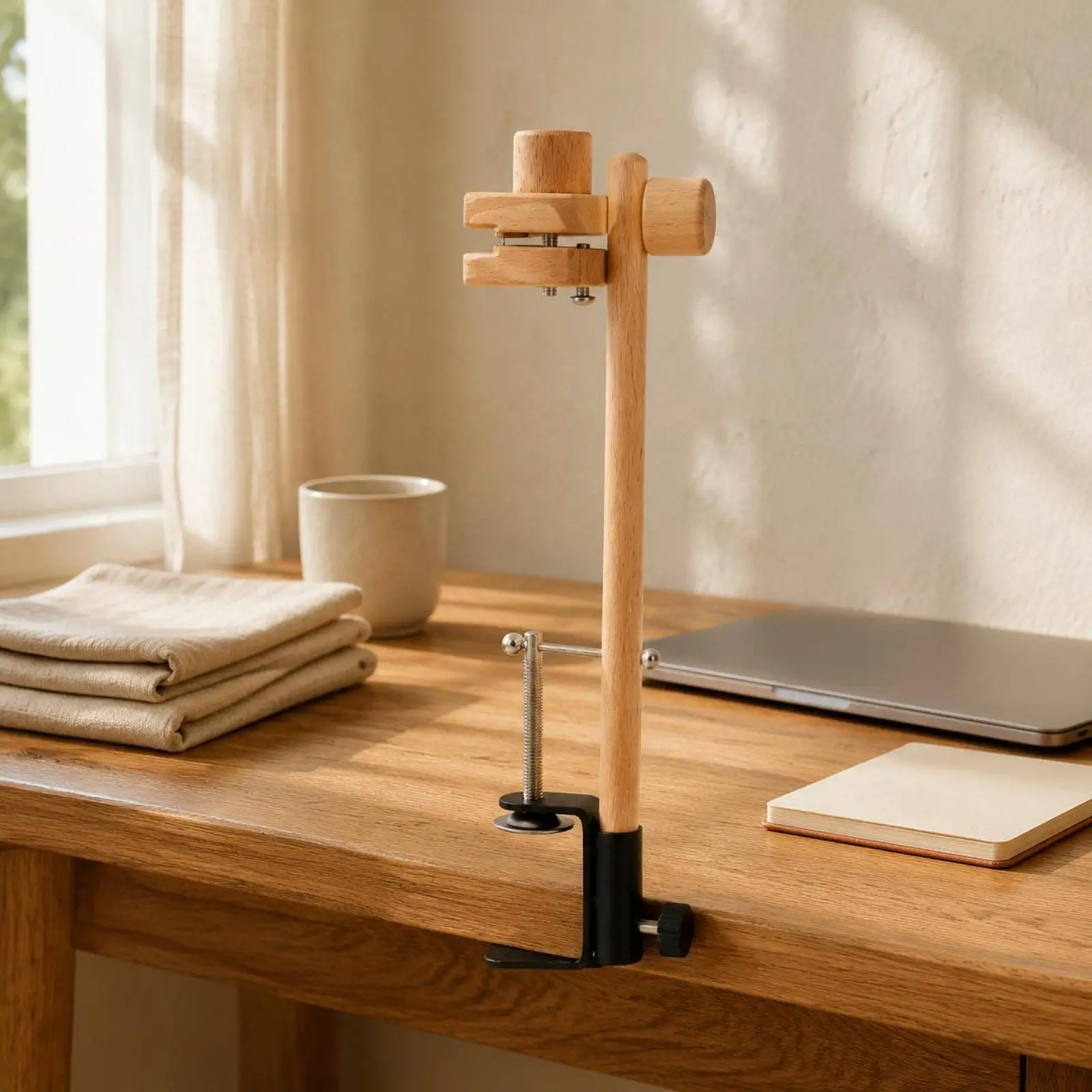 Beech Wood Table Clamp Embroidery Frame Desk Hoop Holder for Craft Embroidery Kit and Needlework Support