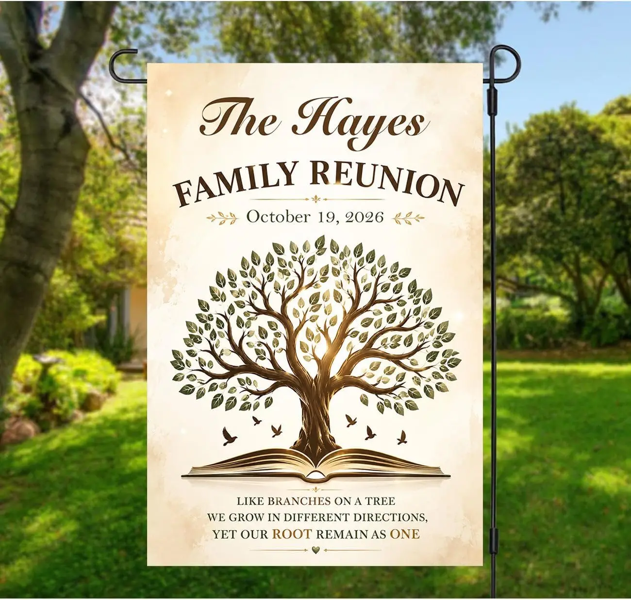 Personalized Family Reunion Tree Garden Flag, Custom Family Tree Gathering Decoration, Personalized Heritage Celebration Ban kkz