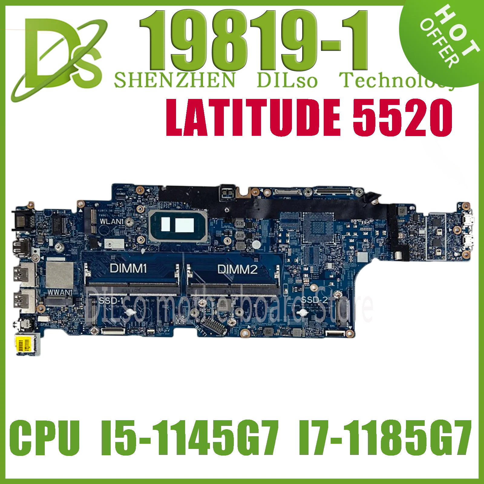 KEFU 19819-1 Mainboard For Dell Latitude 5520 Precision 15 3560 Laptop Motherboard With i5-1145G7 i7-1185G7 CPU UMA 100% Test OK