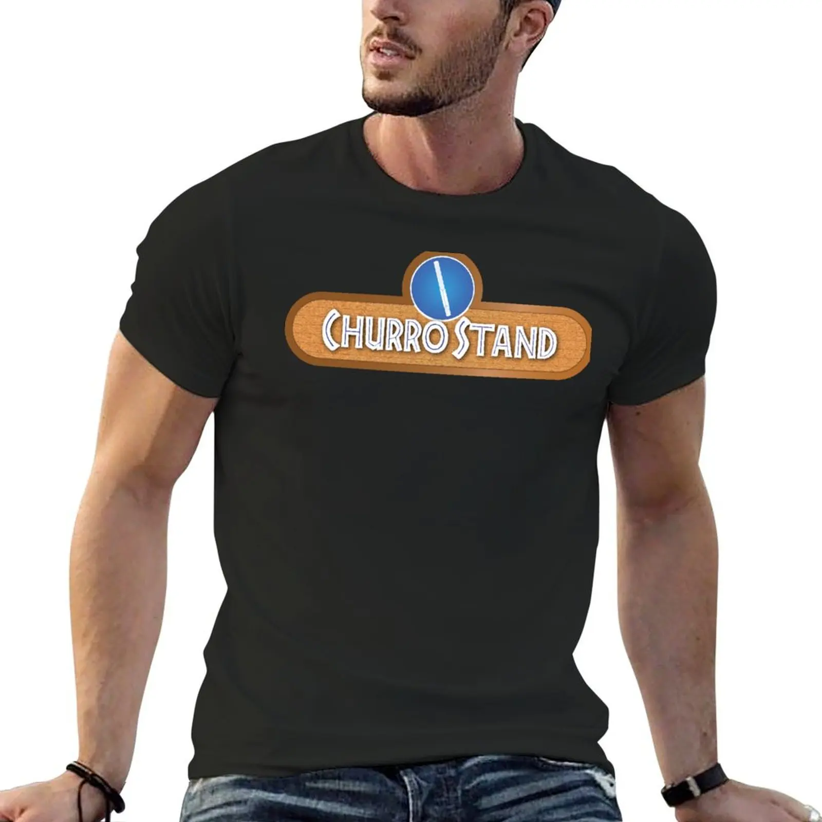 Churro Stand theme park marquee T-Shirt boys animal print quick-drying heavyweights plus size men clothing