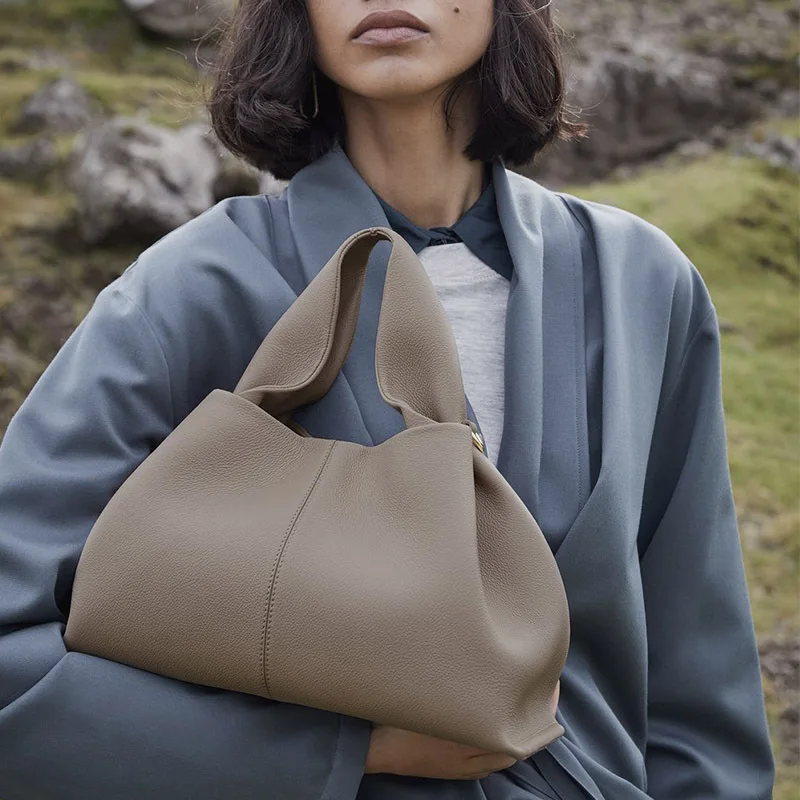 

POEIVE cloud bag made of genuine leather, shoulder and crossbody, women's fashionable dumpling bag, armpit handbag