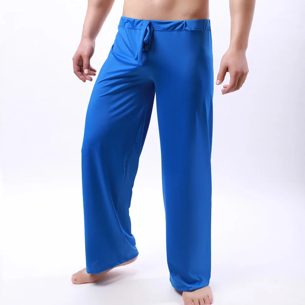 pajamas for men sexy tie leggings comfortable home sleepwear leisure wide feet pajamas male sleep bottom roupas