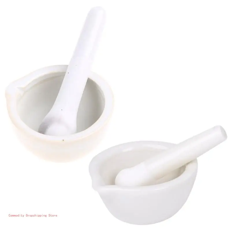 Porcelain Mortar and Pestle Set White Mixing Crusher Storage Bowl Combination for  Herbs Spices for Pill Crusher Accesso