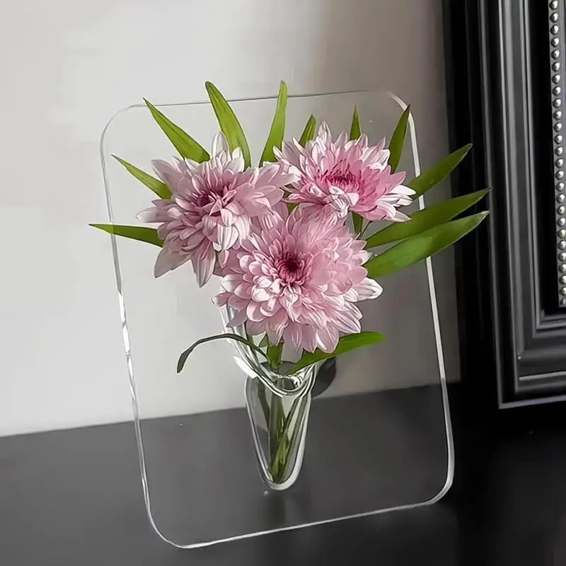 Clear Acrylic Flower Vase Picture Frame Style Transparent Table Decor For Modern Home Centerpiece