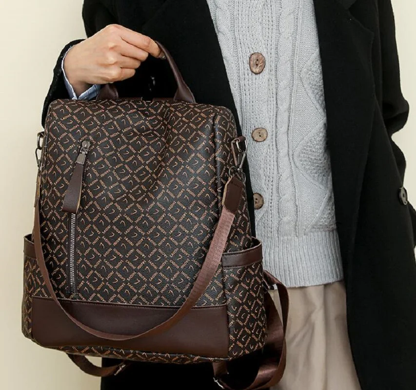2026 Large Capacity Anti Theft Soft Leather Travel Backpacks Women's Fashion Vintage Shoulder Bags School Bag Crossbody Bagpack