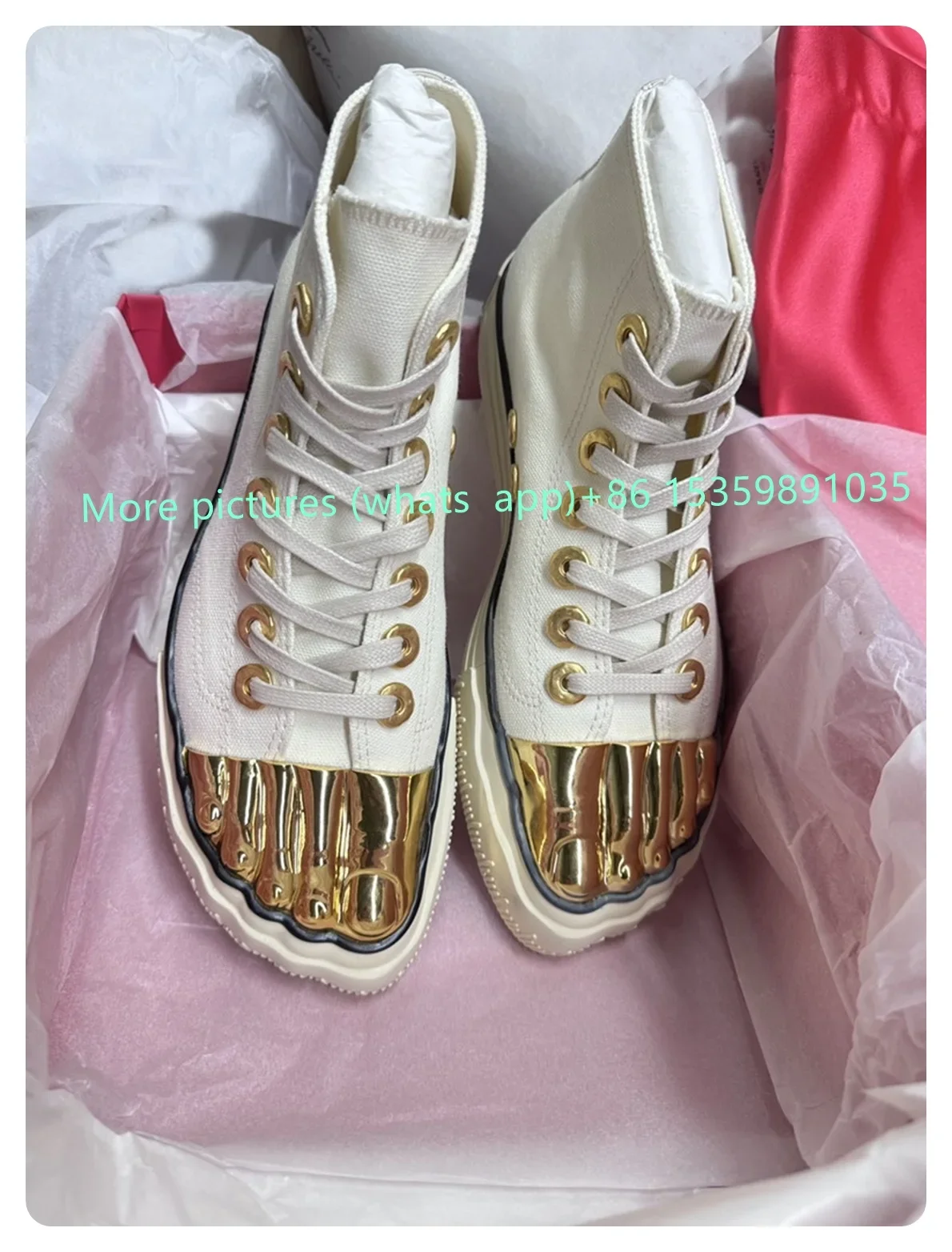 Five Gold Fingers Round Toe Flat Lace-up Canvas Shoes Women Men Casual Fashionable New Street Style 2024 New White Autumn