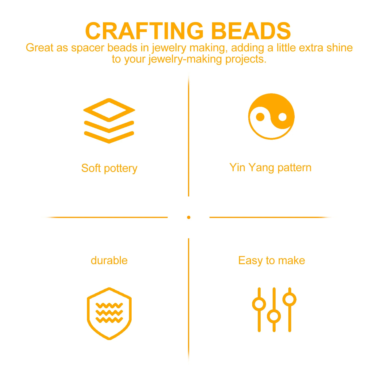 

100Pcs Tai Chi Yin Yang Loose Spacer Beads DIY Jewelry Craft Making Bracelet Necklace Accessories Yin Yang Spacer Beads