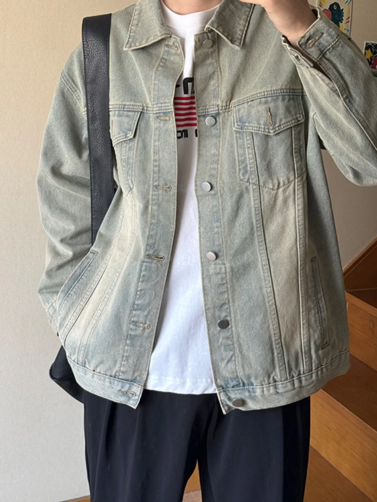 

Мужская винтажная рабочая куртка в стиле рустик, желтая, осенне-зимняя, высококачественная, в американском ретро-стиле, с воротником, джинсовая верхняя одежда