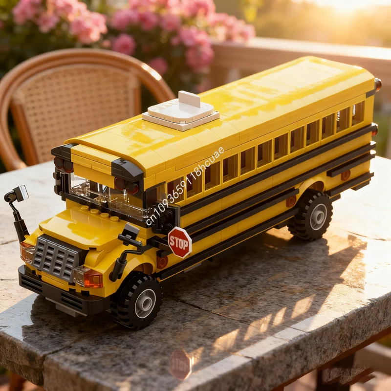 

566pcs MOC School Bus Cityed Model Building Blocks Construction Toy Assemble DIY Christmas Gifts Idea Education Brick Birthday