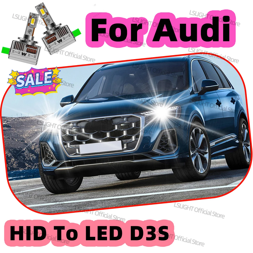 2x D3S D3 LED Headlight Bulbs 30000LM Super Bright For Audi A1 8X A3 S3 RS3 A4 S4 RS4 A5 8T A6 S6 RS6 A7 S7 A8 S8 Q3 Q5 8R Q7 RS