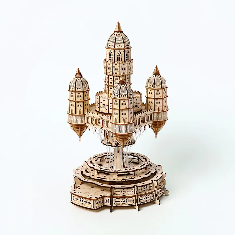 NEW DIY Wooden City in the Sky 3D Puzzles Miniature Model Kits Jigsaw with Music for Friends Birthday Gifts