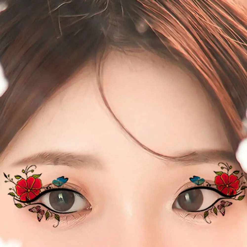 Sweat-Proof Eyelash Tattoo Sticker Long Lasting Waterproof Eye Shadow Tattoo Stickers Temporary Flower Eyelash Make-Up Sticker