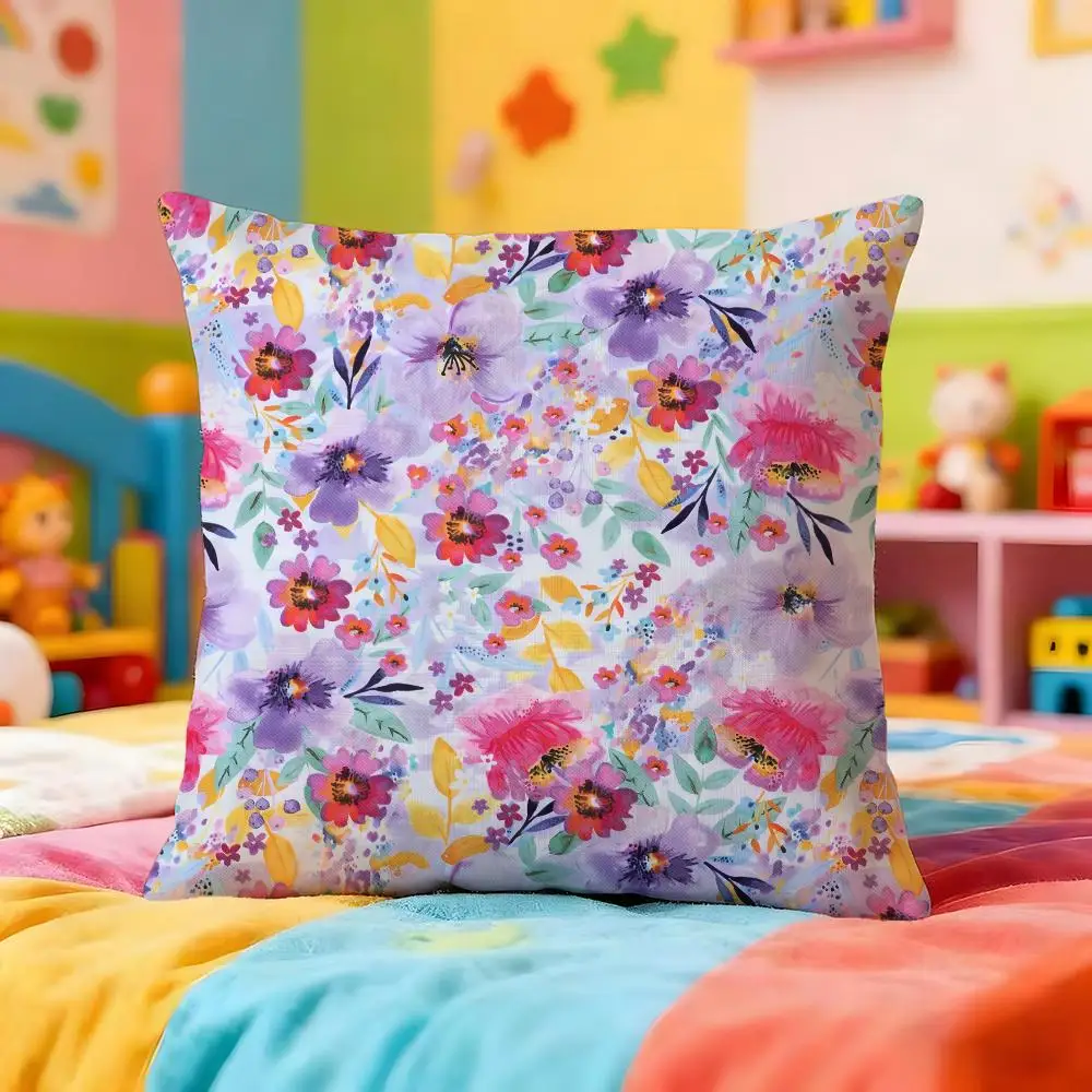 Solid Color Blocking Cushion Cover Premium Soft Pillowcase Skin-Friendly Breathable Multi-Purpose for Home Office Travel