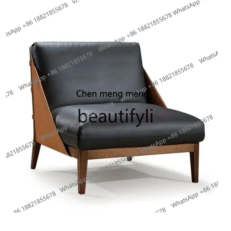 Sales Department Reception Negotiation Chair Italian Living Room Sofa New Chinese Solid Wood Leisure Chair