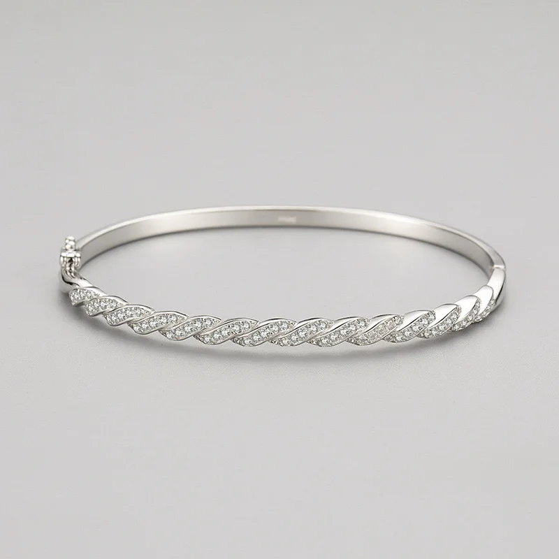 

Fashion Lovely Bangle Real Pure Sterling 925 Silver Jewelry Real 925 Silver Bangle Cute Diamond Party 2025 Top Quality Jewelry