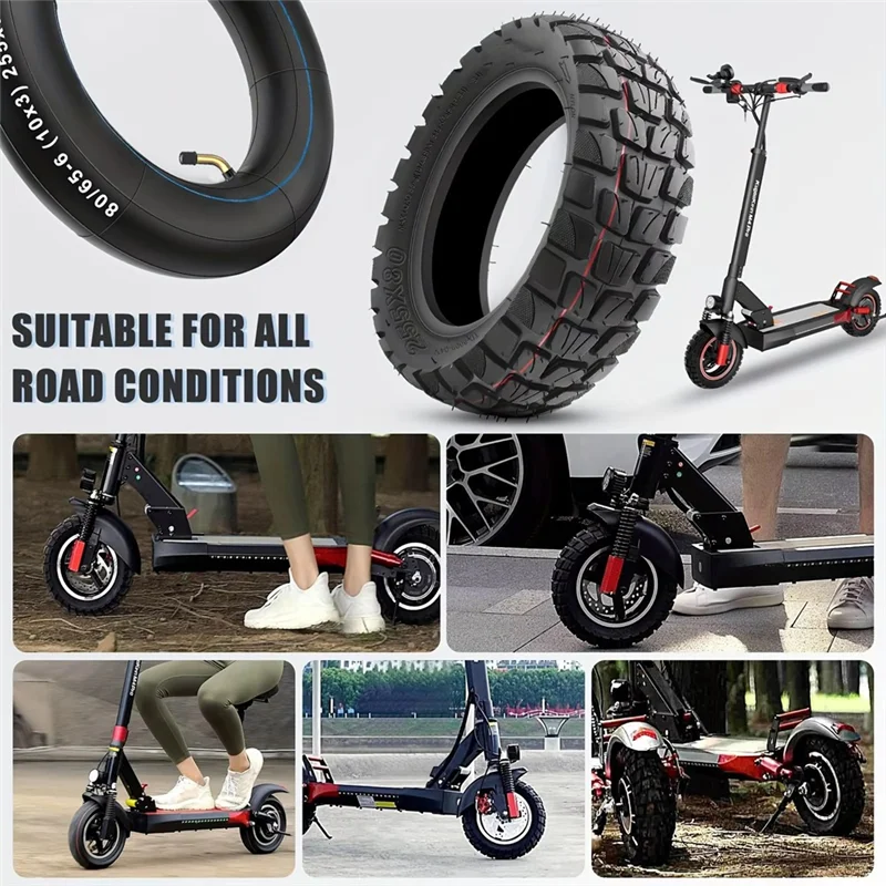 

A51Q-Ideal For Kickscooter Wheel Accessories- 80/55-6.5Vacuum Tire, Tubeless 10 Inch Off-Road Rubber Tyre For Electric Scooters