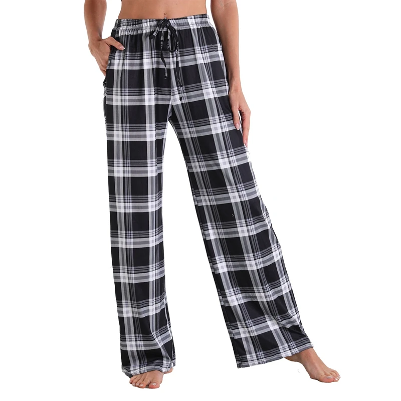 

Plaid Or Daisy Print Pajama Pants Plus Size Long Trousers Breathable Fabric Soft And Comfortable Women's Sleepwear Loungewear