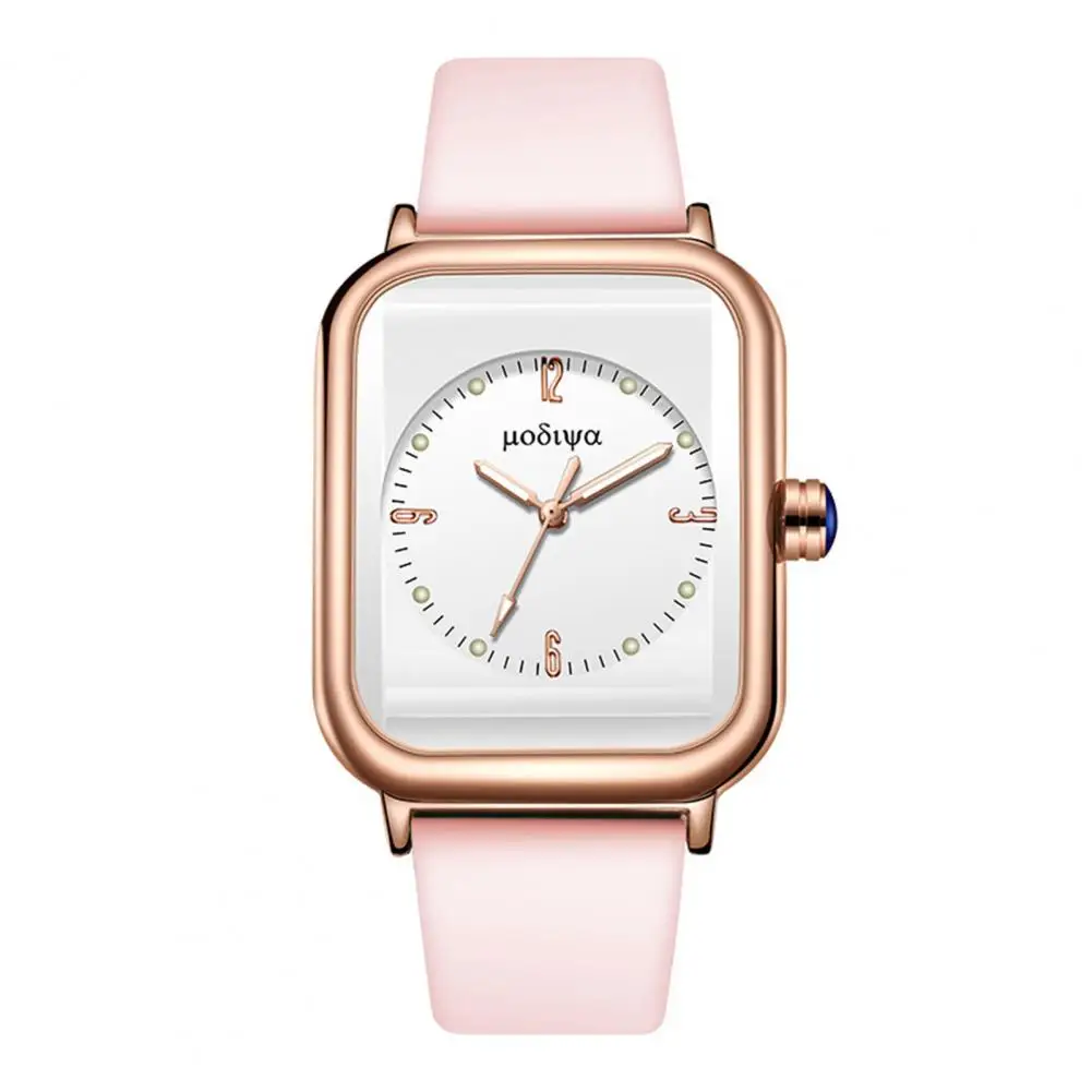 

Quartz Wristwatch Exquisite Square Dial Quartz Watch with Silicone Strap Night Light High Accuracy Timepiece for Sweet