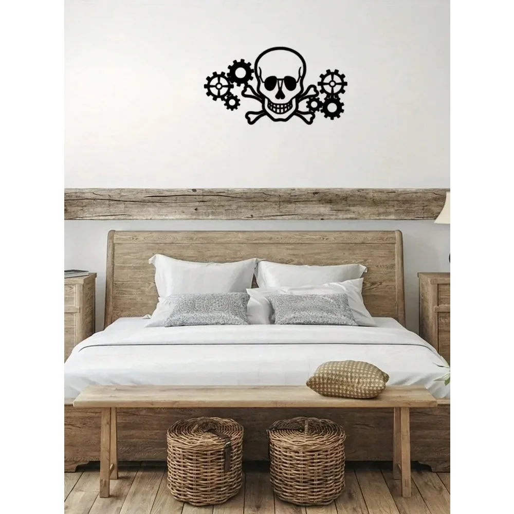 

Metal Wall Art Gothic Skull Gears Home Decor