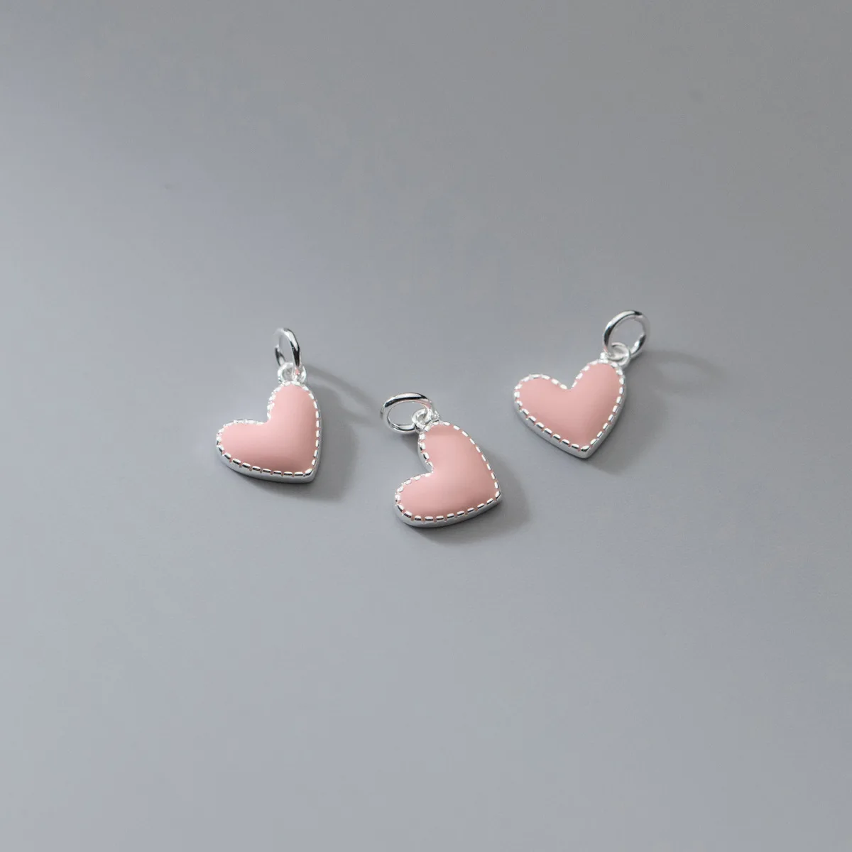 925 Silver Charms Heart Pendant Charms DIY Pendant Necklace Accessries Jewelry Silver 925 Colorful