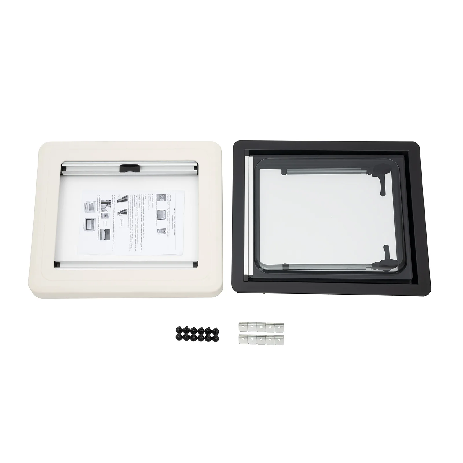 Durable RV Caravan Hinged Window, Adjustable Angles, Sun Shade and Screen