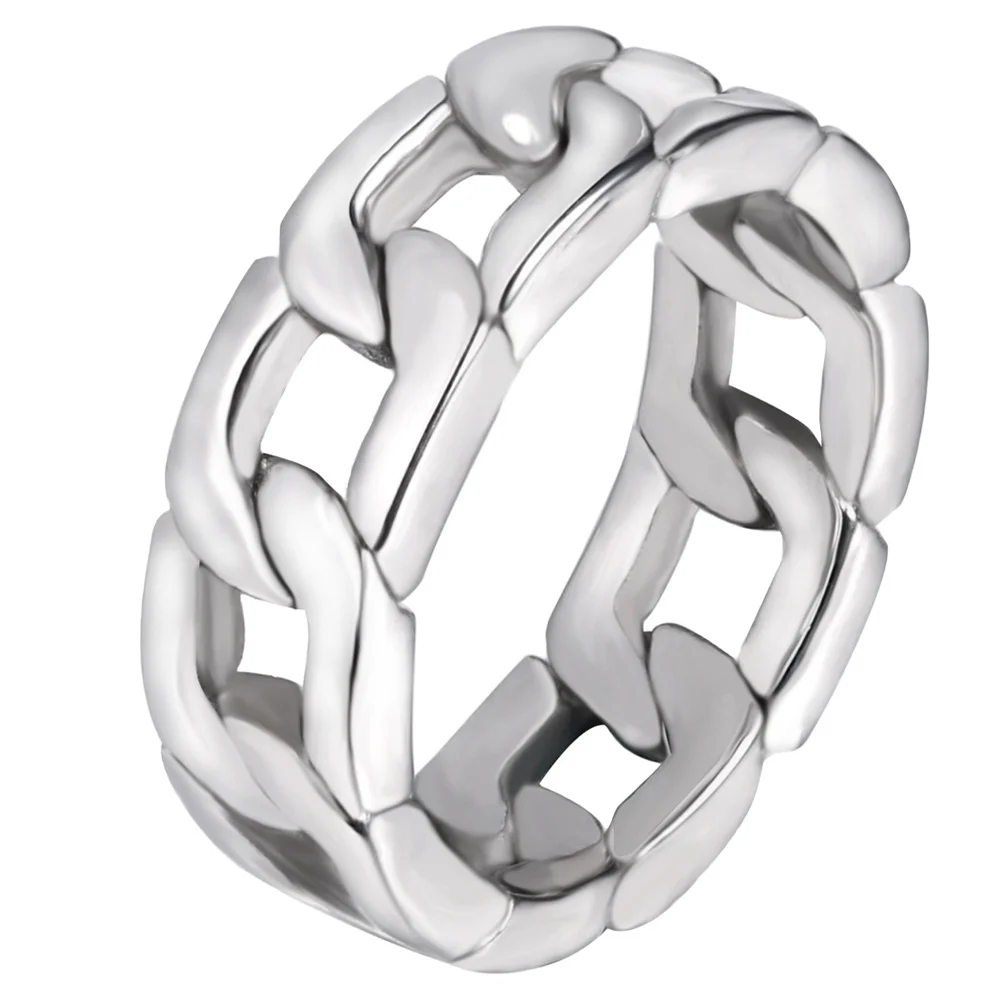 

Stainless Steel Titanium Steel Link Chain Chunky Curb Ring for Men Party Daily Wear Personality Finger Ring Gift