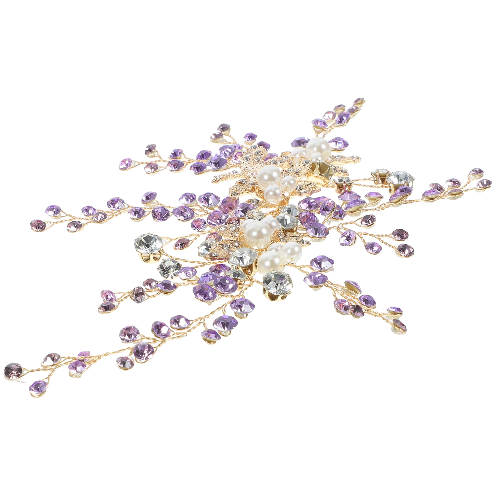 

Pearl Headband Wedding Hair Accessories Purple Rhinestone Leaf Bridal Headpiece Elegant Hairstyle Decorative EFFECTIVE